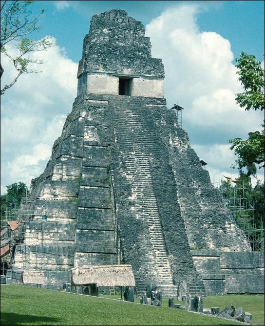 Temple in Grand Plaza, Tikal, Guatemala