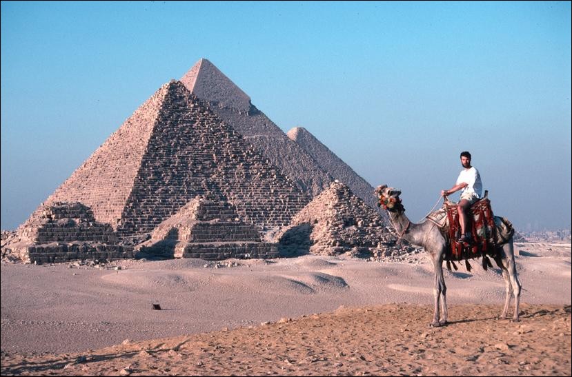 Me riding a camel at the Gaza pyramids, Cairo, Egypt