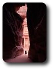 The Khazneh (the Treasury) seen from the Siq, Petra, Jordan