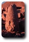 Stone head at sunset at Nimrut Dag, Turkey