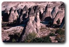 Rock formations near Zelve, Cappadocia, Turkey