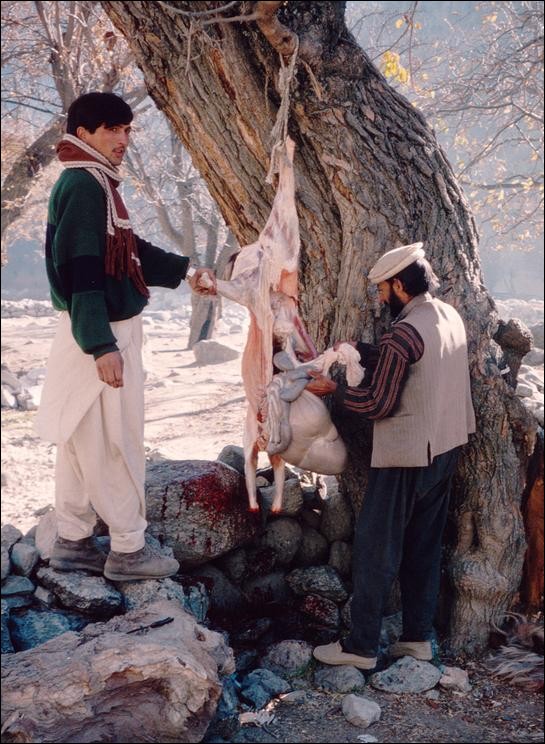Local butcher at work, Kalash Kalley, Pakistan