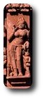 Woman applying eyeshadow, Parsvanath Temple, Khajuraho, India