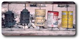 Tin can prayer wheels at Manang, Annapurna Circuit, Nepal