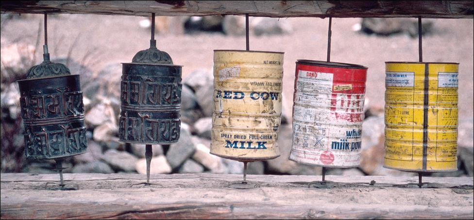 Tin can prayer wheels at Manang, Annapurna Circuit, Nepal