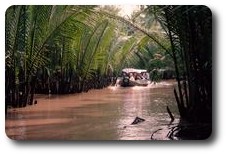 Water channel on the Mekong River near Mytho, Vietnam