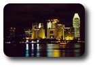 Towers across Marina Bay at night, Singapore