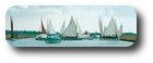 River Bure crowded with sailing boats, Norfolk Broads, England