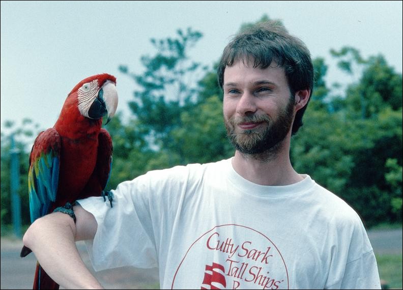 Long John Silver and his parrot...ah, no, me actually