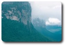 Tepuyes rising from the jungle to the clouds, Angel Falls, Venezuela