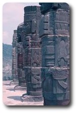 Basalt warriors on Toltec pyramid at Tula, Mexico