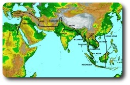 Map of Asia trip
