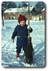 Me playing in the snow at Werstan Close, Malvern, England