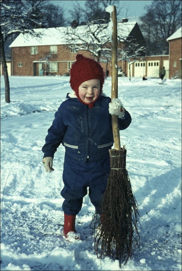 Me playing in the snow at Werstan Close, Malvern, England