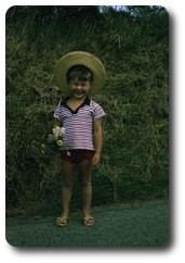 Me in a straw hat, Pwllgwaelod, Wales